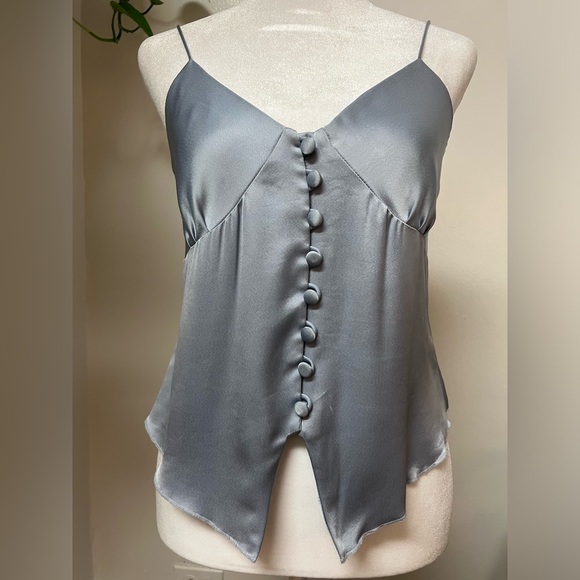 Nanushka Elia Button Down Blue Satin Charmeuse Camisole Size XS - Picture 4 of 15